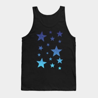 Blue Ombre Faux Glitter Stars Tank Top